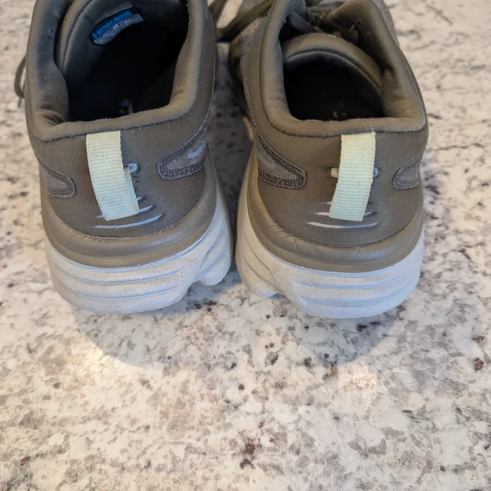 HOKA Bondi 8 Gray/Green Running Shoes Size 7.5 - Picture 8 of 9
